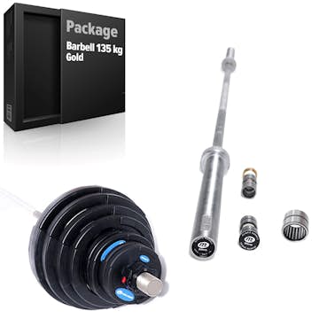 Skivstångsset Master Fitness Deluxe 135 kg Gold